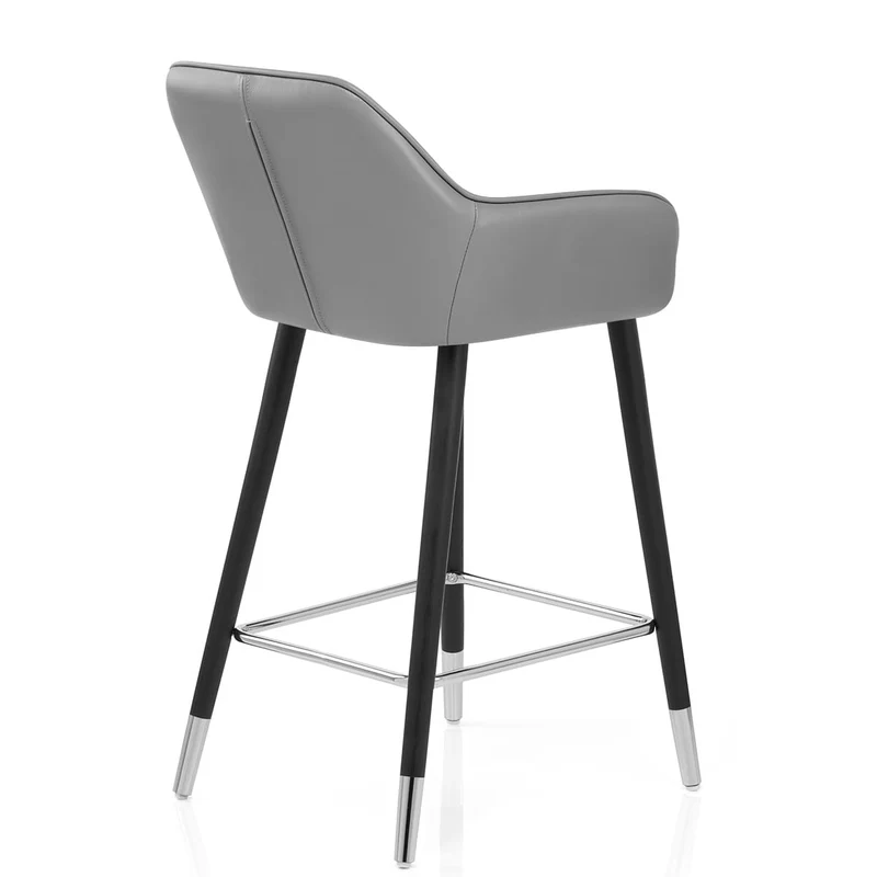 Tabouret de Bar Cuir Véritable - Apres Grande Gris