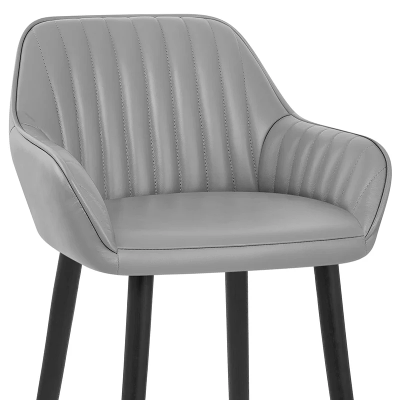 Tabouret de Bar Cuir Véritable - Apres Grande Gris