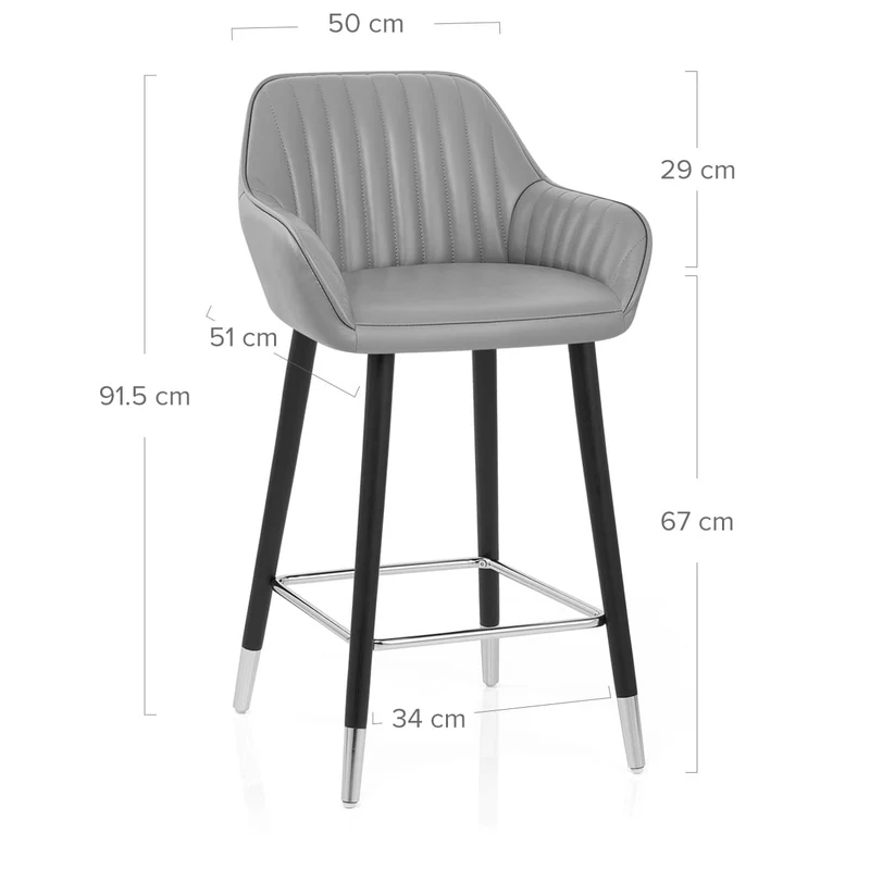 Tabouret de Bar Cuir Véritable - Apres Grande Gris
