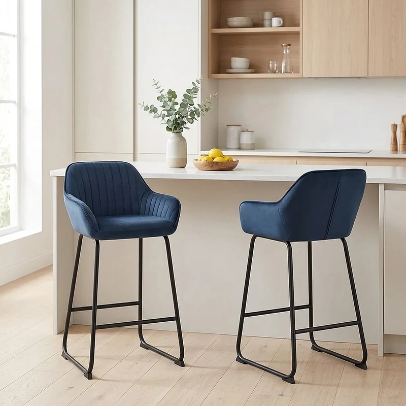 Chaise de Bar Velours - Kanto Bleu