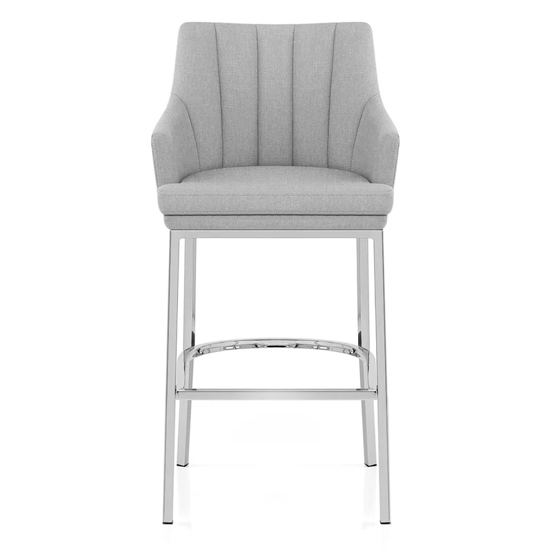 Chaise de Bar Chrome Tissu - Orion Gris