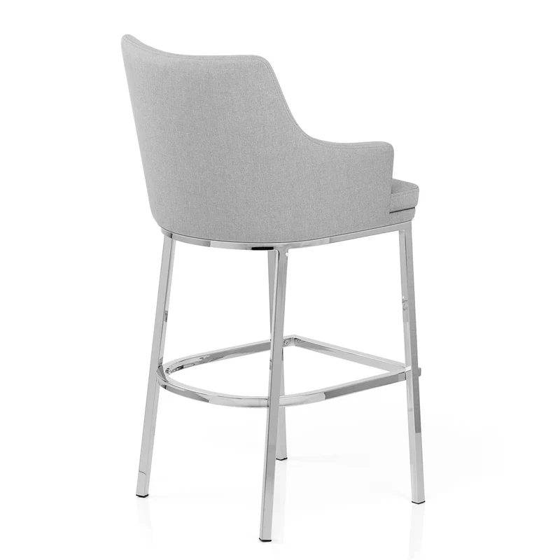 Chaise de Bar Chrome Tissu - Orion Gris