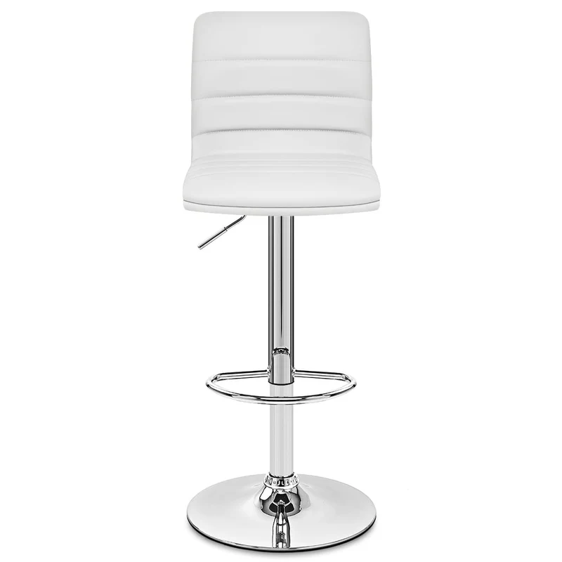 Chaise de Bar Faux Cuir Chrome - Linear Blanc