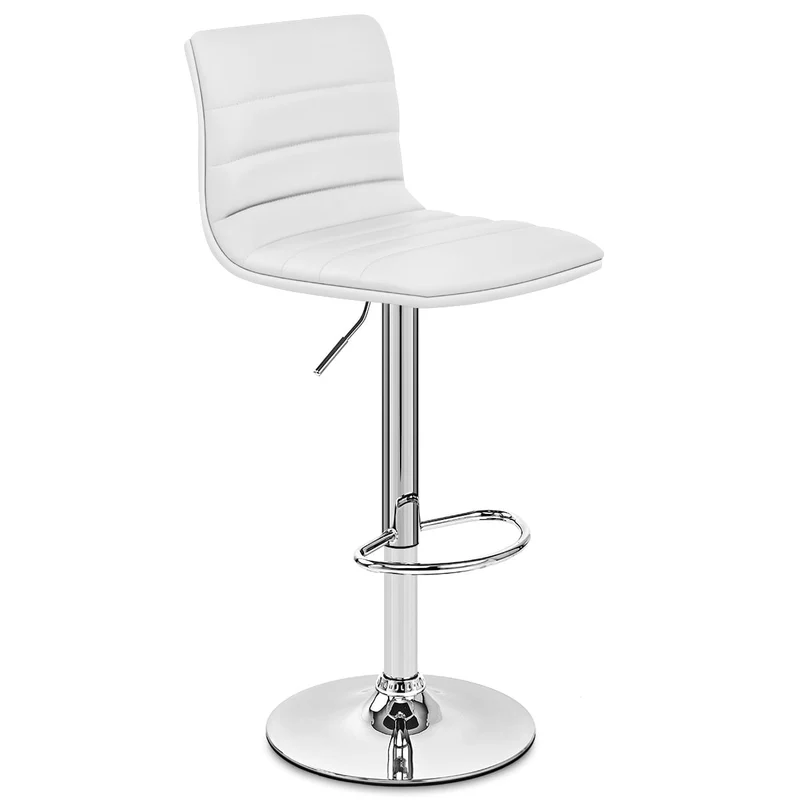 Chaise de Bar Faux Cuir Chrome - Linear Blanc