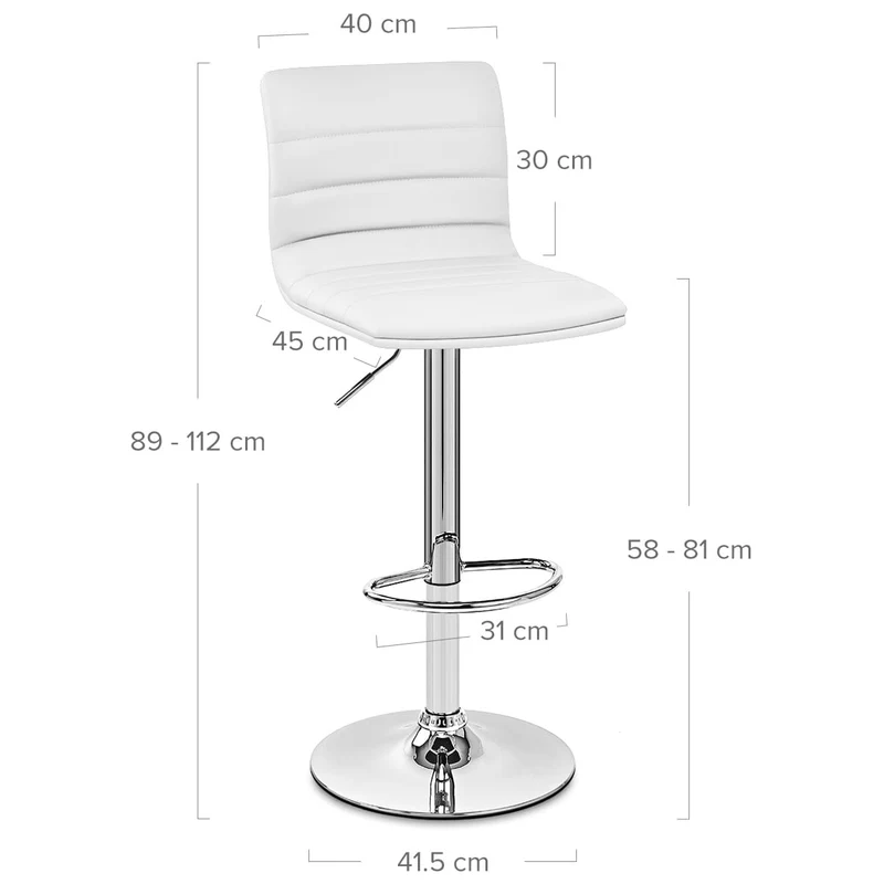 Chaise de Bar Faux Cuir Chrome - Linear Blanc