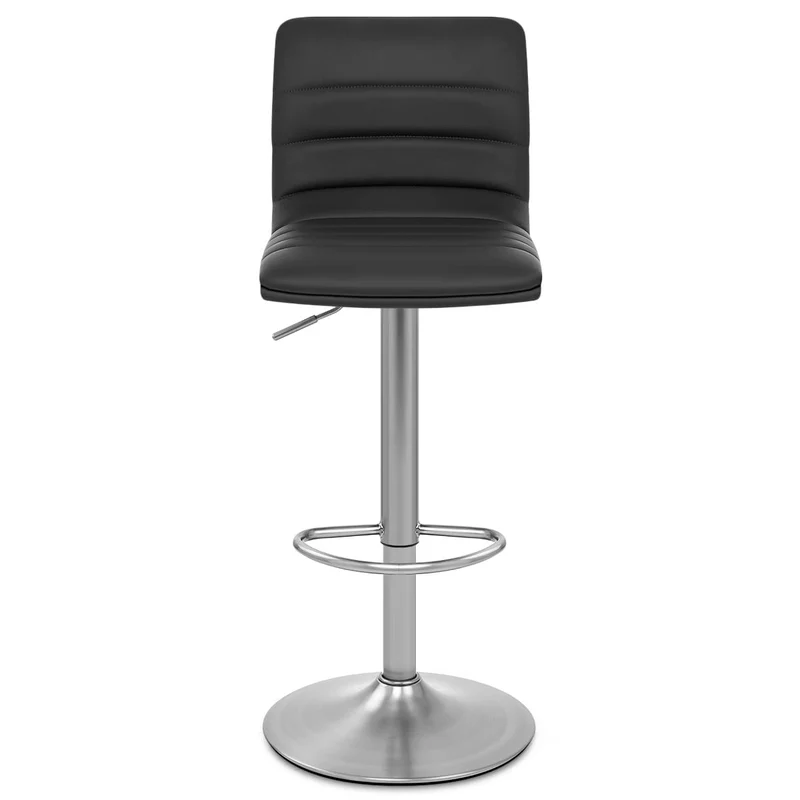 Chaise de Bar Faux Cuir Chrome Brossé - Linear Noir