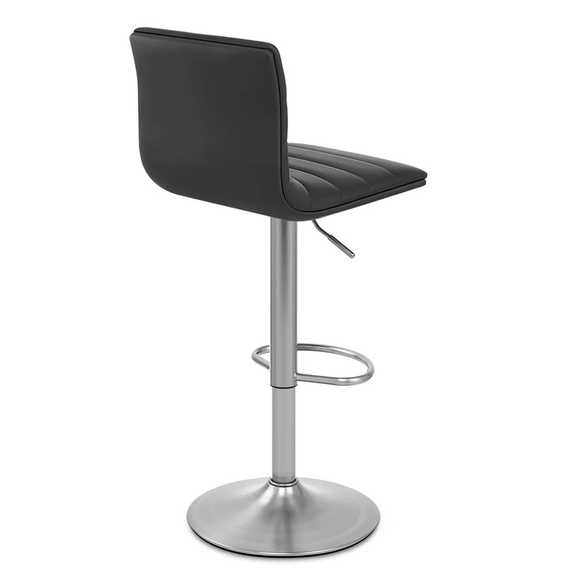 Chaise de Bar Faux Cuir Chrome Brossé - Linear Noir
