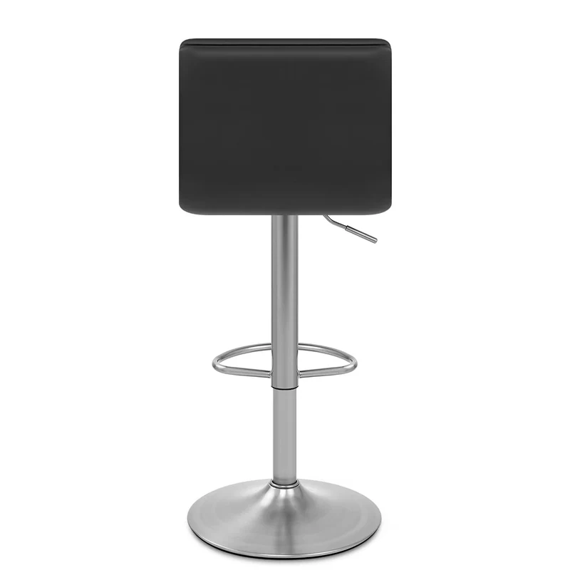 Chaise de Bar Faux Cuir Chrome Brossé - Linear Noir