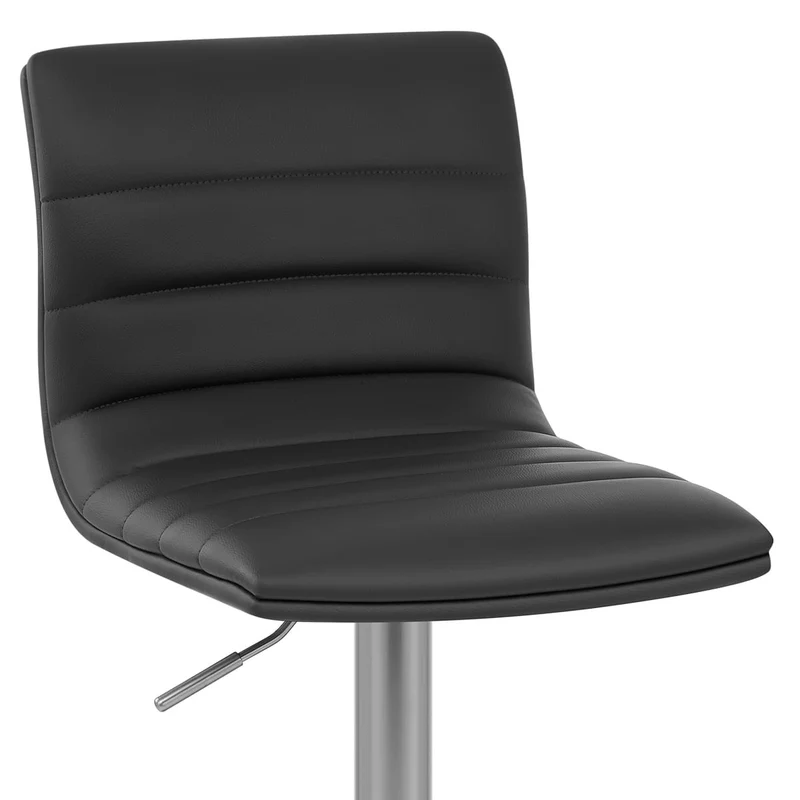 Chaise de Bar Faux Cuir Chrome Brossé - Linear Noir