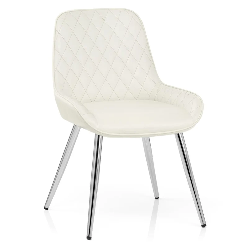 Chaise Faux Cuir Antique Chrome - Lincoln Crème