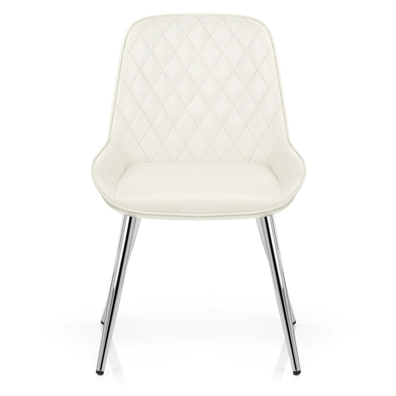 Chaise Faux Cuir Antique Chrome - Lincoln Crème