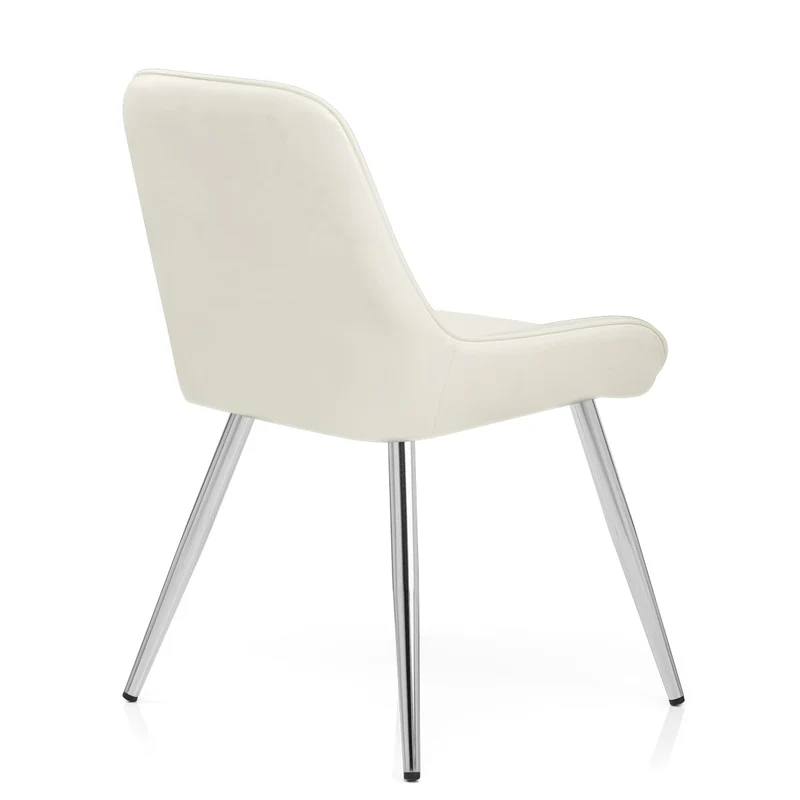 Chaise Faux Cuir Antique Chrome - Lincoln Crème