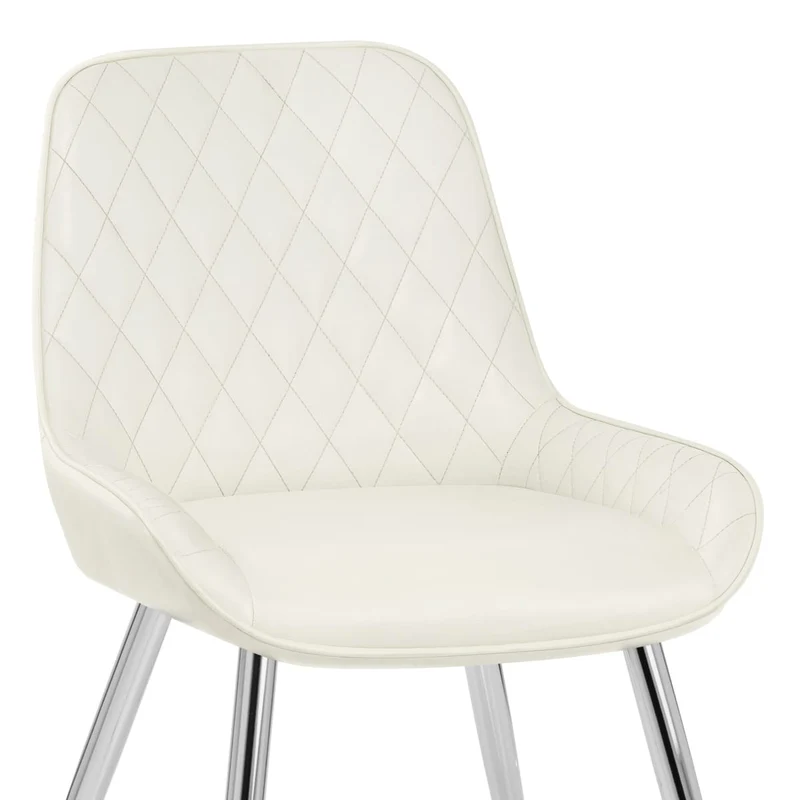 Chaise Faux Cuir Antique Chrome - Lincoln Crème
