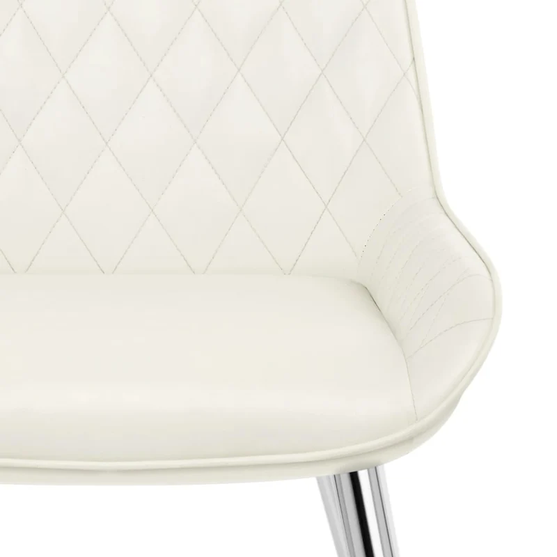 Chaise Faux Cuir Antique Chrome - Lincoln Crème