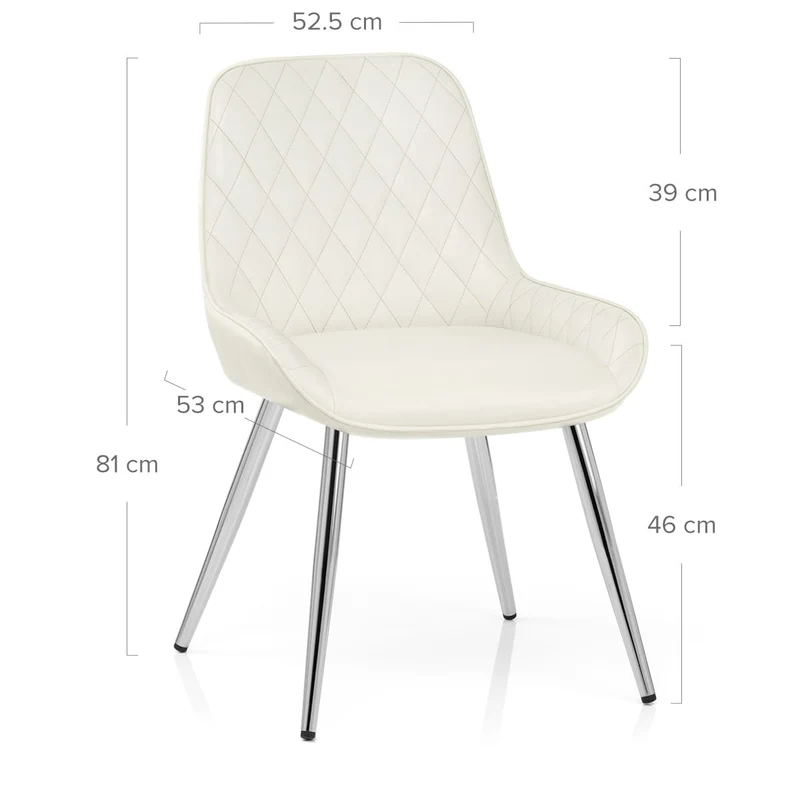 Chaise Faux Cuir Antique Chrome - Lincoln Crème