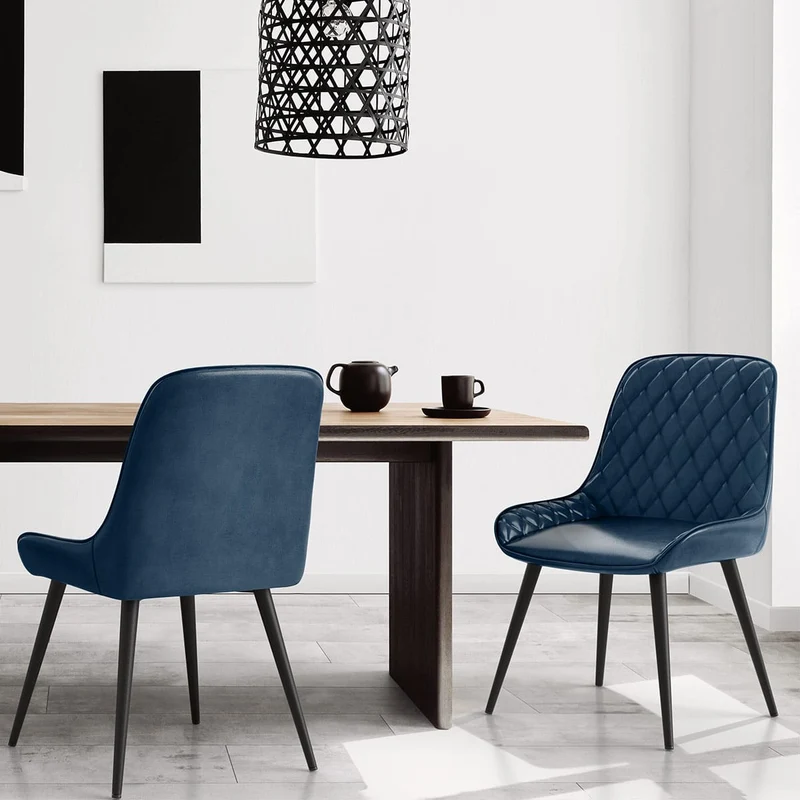 Chaise Faux Cuir Antique - Lincoln Bleu