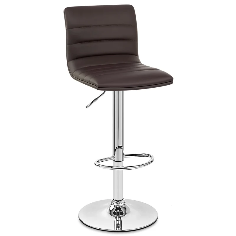 Chaise de Bar Faux Cuir Chrome - Linear Marron