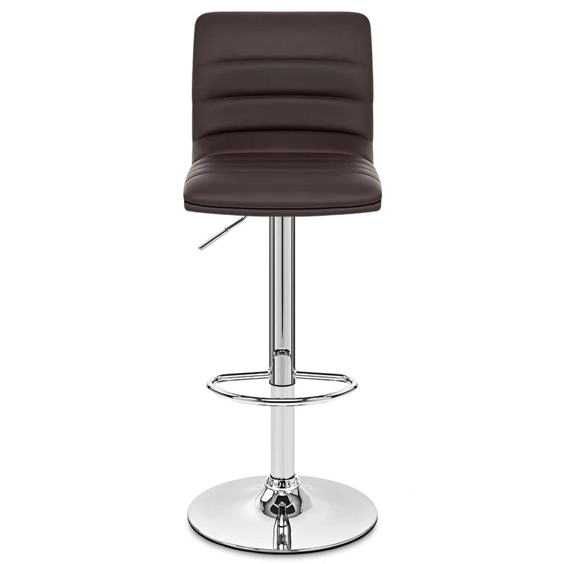 Chaise de Bar Faux Cuir Chrome - Linear Marron