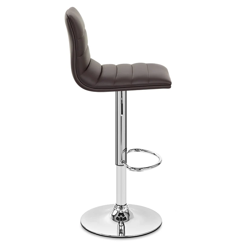 Chaise de Bar Faux Cuir Chrome - Linear Marron