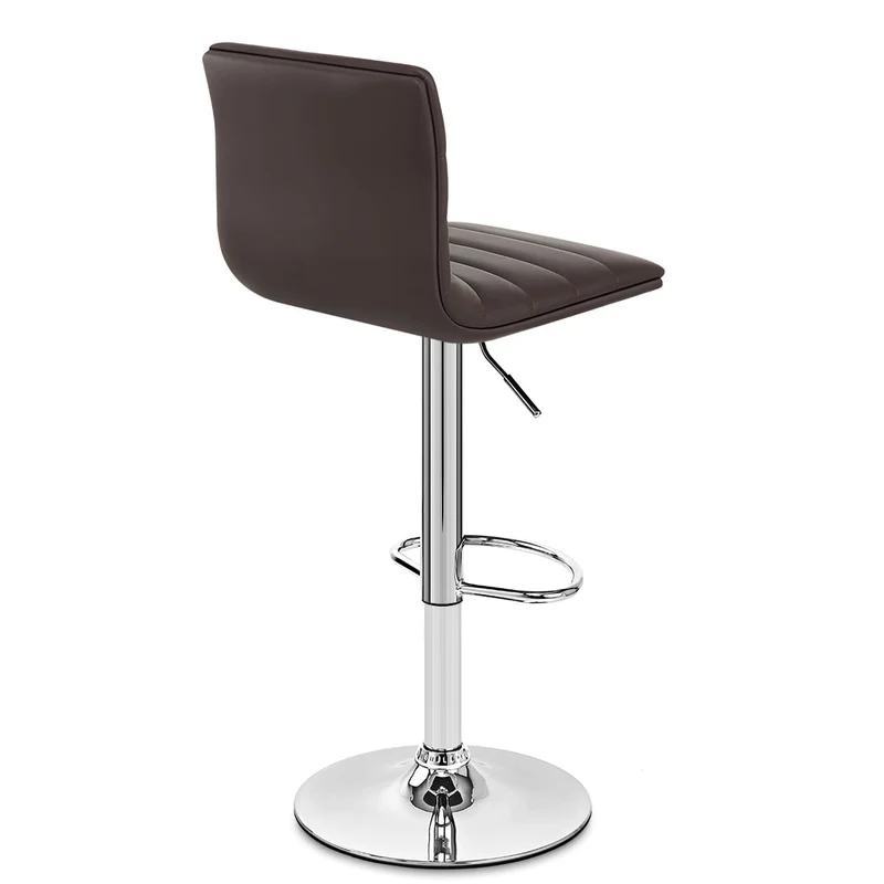 Chaise de Bar Faux Cuir Chrome - Linear Marron