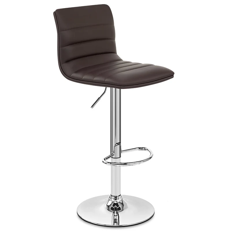 Chaise de Bar Faux Cuir Chrome - Linear Marron