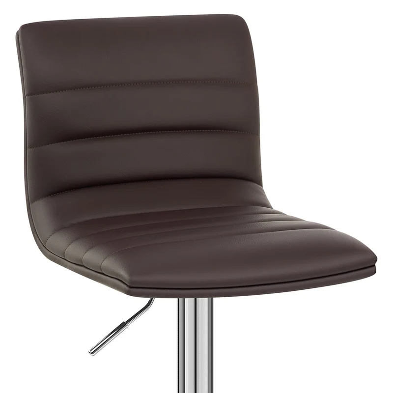 Chaise de Bar Faux Cuir Chrome - Linear Marron