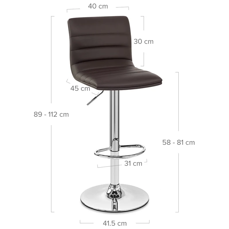 Chaise de Bar Faux Cuir Chrome - Linear Marron