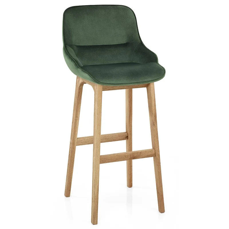 Chaise de Bar Bois Velours - Miami Vert