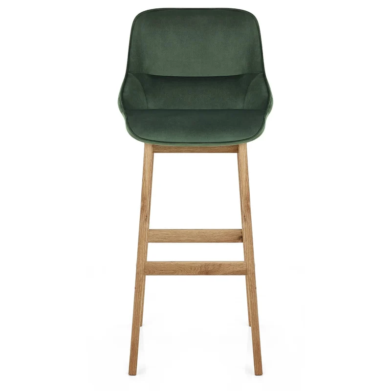 Chaise de Bar Bois Velours - Miami Vert