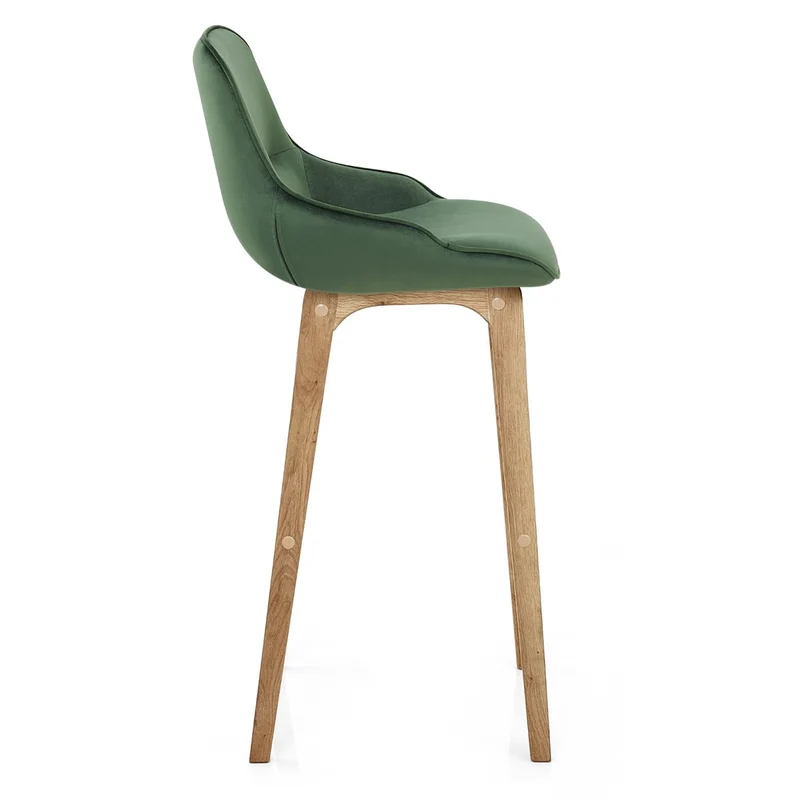 Chaise de Bar Bois Velours - Miami Vert
