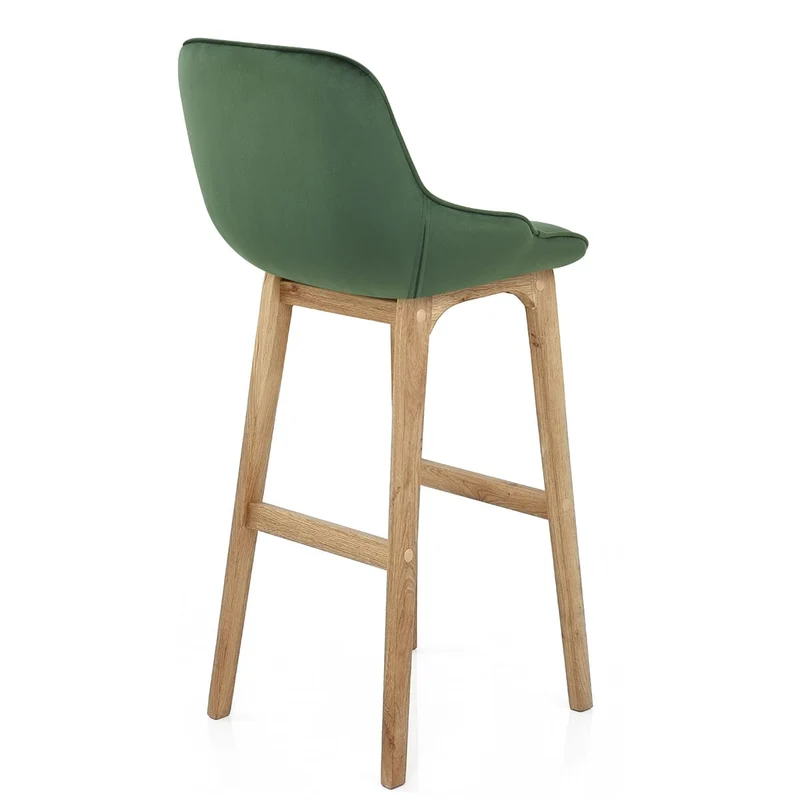 Chaise de Bar Bois Velours - Miami Vert