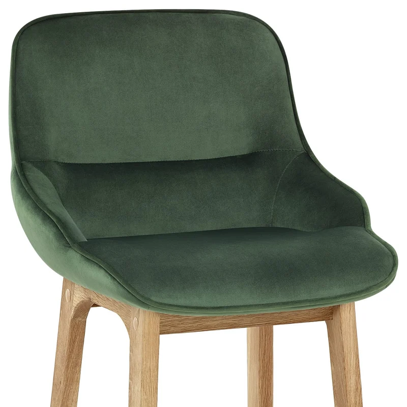 Chaise de Bar Bois Velours - Miami Vert