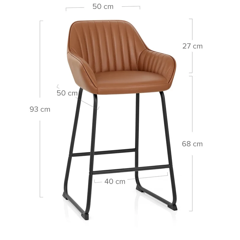 Tabouret de Bar Cuir Véritable - Kanto Marron