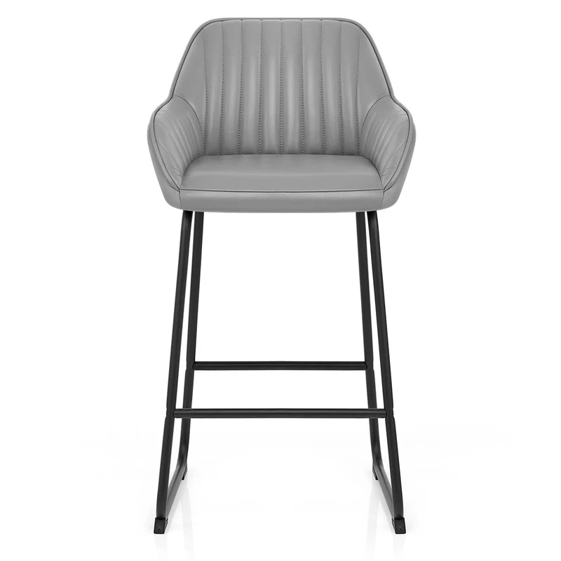 Tabouret de Bar Cuir Véritable - Kanto Gris