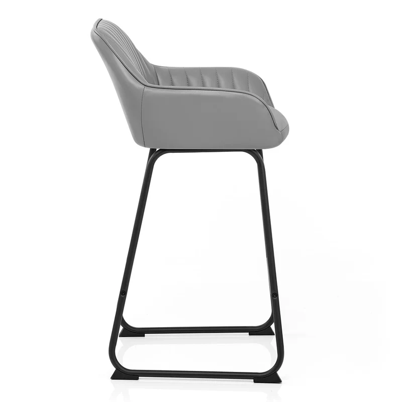 Tabouret de Bar Cuir Véritable - Kanto Gris