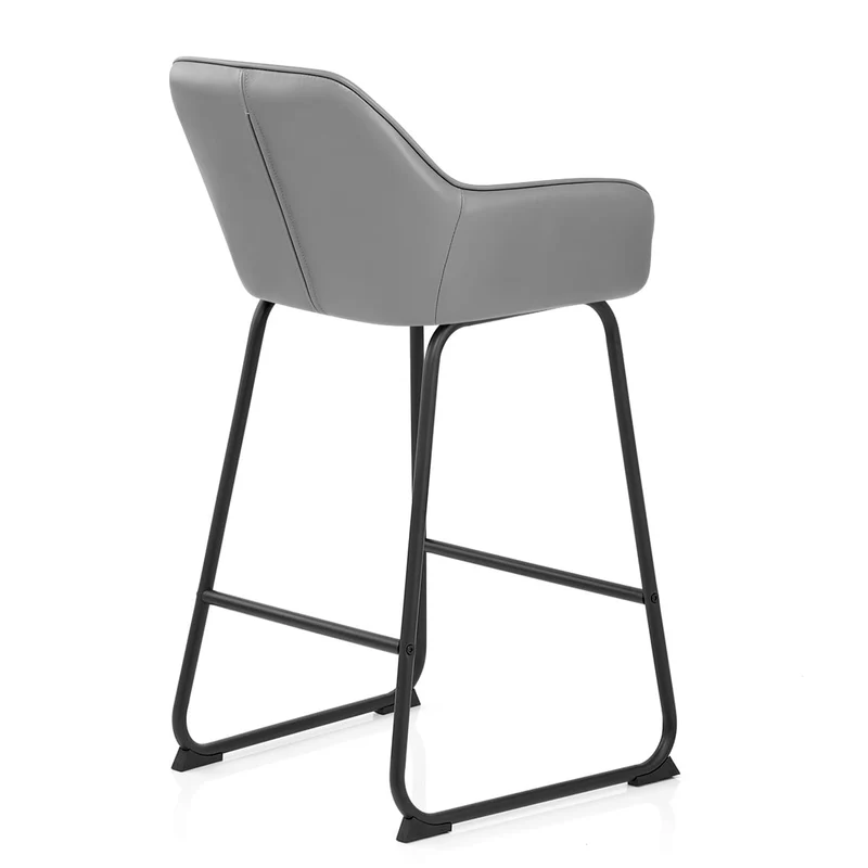 Tabouret de Bar Cuir Véritable - Kanto Gris