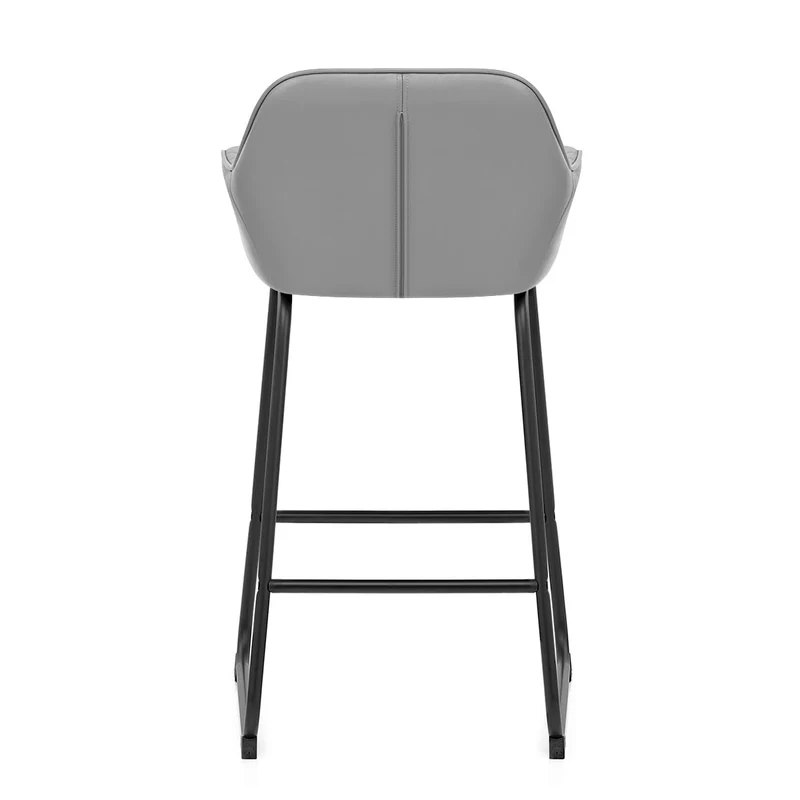 Tabouret de Bar Cuir Véritable - Kanto Gris