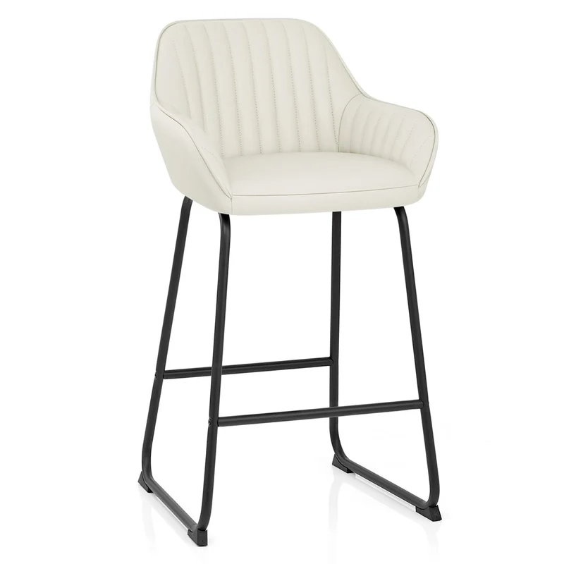 Tabouret de Bar Cuir Véritable - Kanto Crème