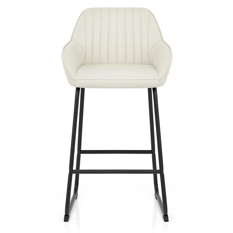 Tabouret de Bar Cuir Véritable - Kanto Crème