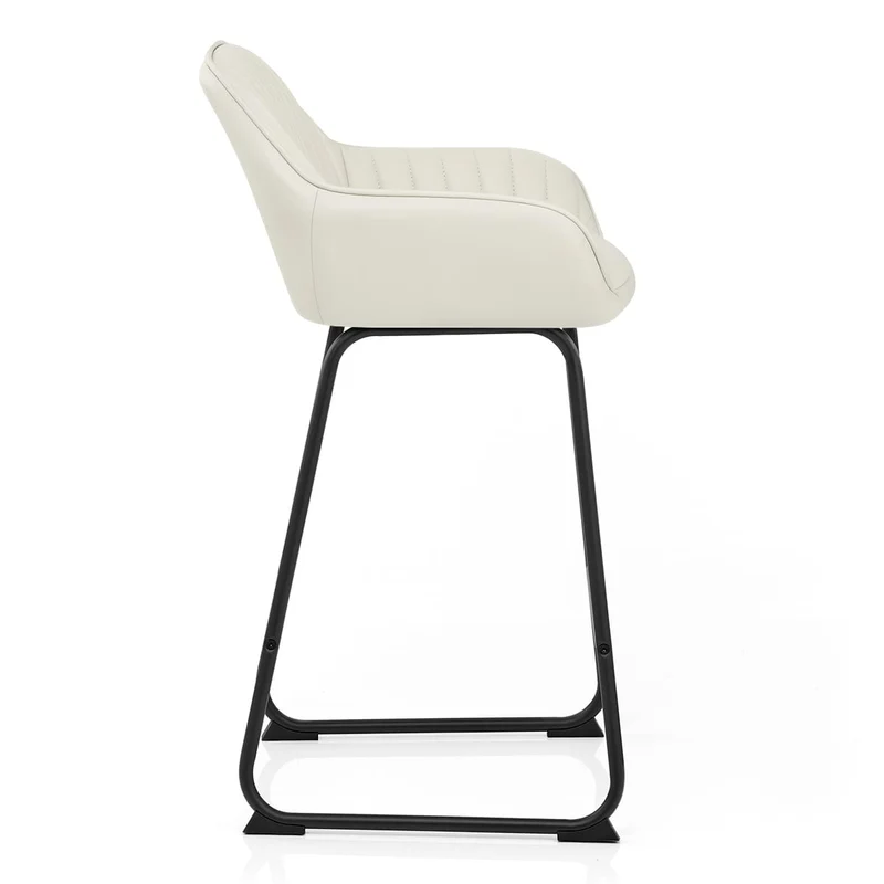 Tabouret de Bar Cuir Véritable - Kanto Crème