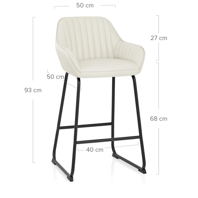 Tabouret de Bar Cuir Véritable - Kanto Crème