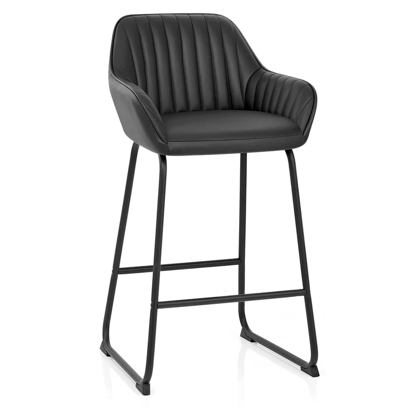 Tabouret de Bar Cuir Véritable - Kanto Noir