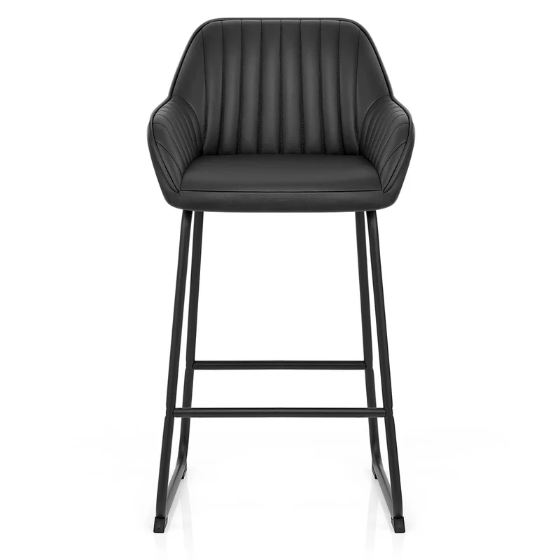 Tabouret de Bar Cuir Véritable - Kanto Noir
