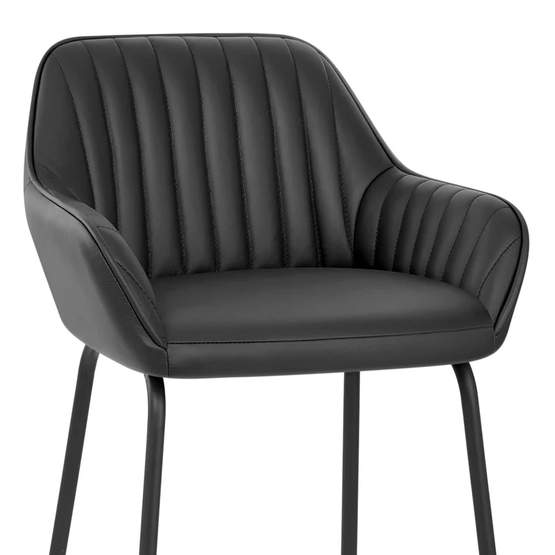 Tabouret de Bar Cuir Véritable - Kanto Noir