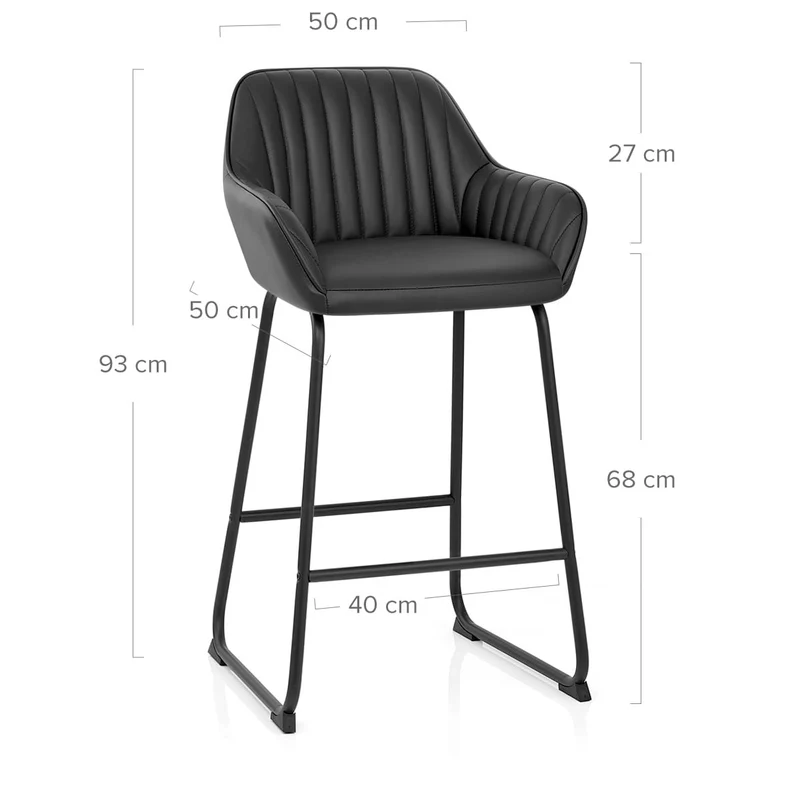 Tabouret de Bar Cuir Véritable - Kanto Noir