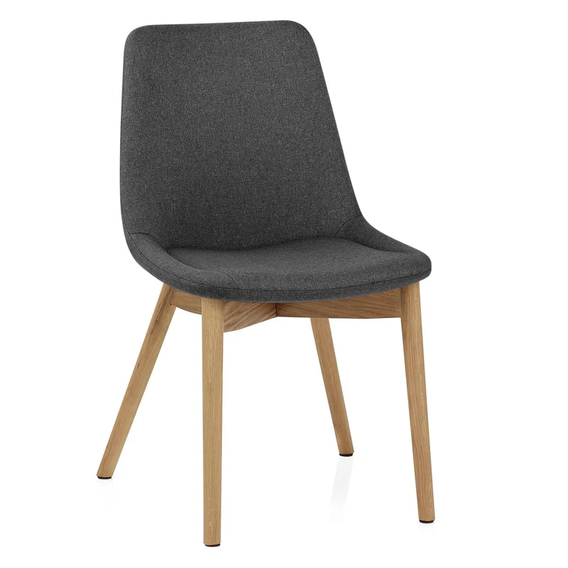 Chaise Bois Tissu - Kobe Gris Foncé