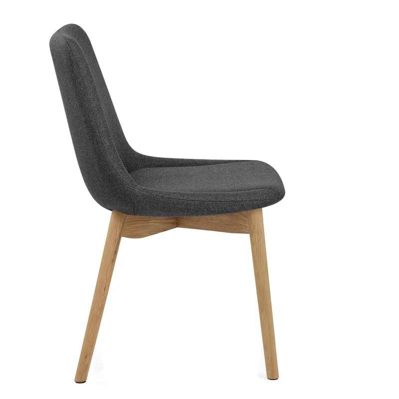 Chaise Bois Tissu - Kobe Gris Foncé