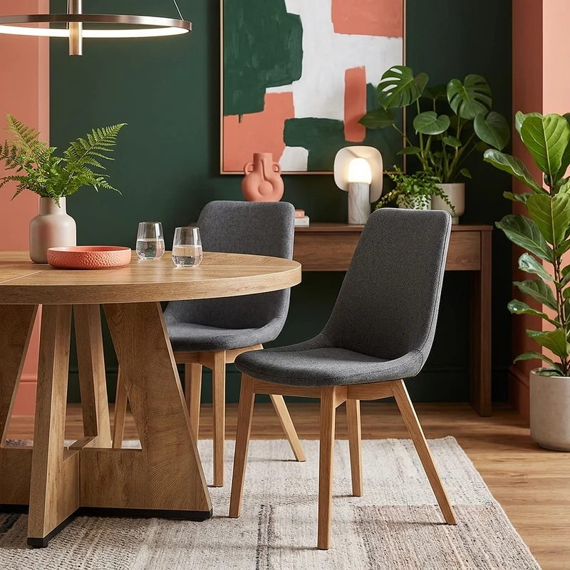 Chaise Bois Tissu - Kobe Gris Foncé