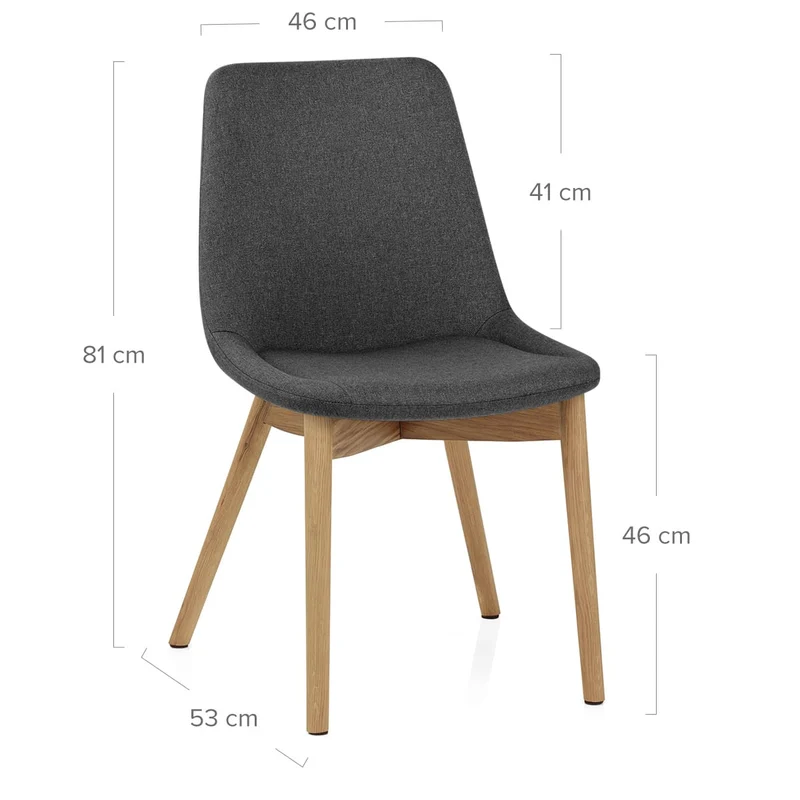 Chaise Bois Tissu - Kobe Gris Foncé