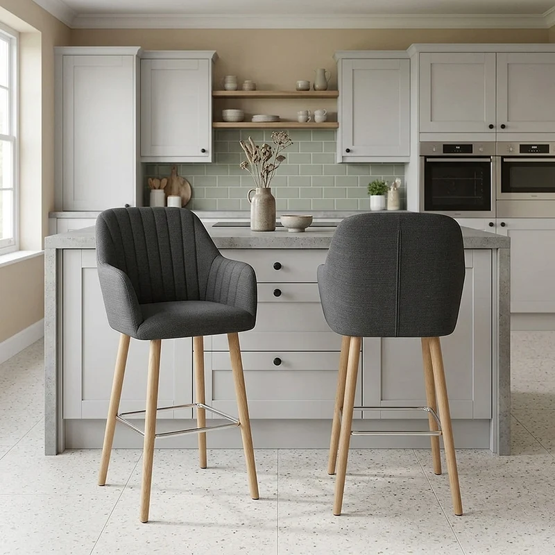 Tabouret de Bar Tissu - Rio Gris Foncé